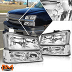 Set of 2 Clear Corner Headlight Lamps for Chevy Silverado/Avalanche (2003–2006)
