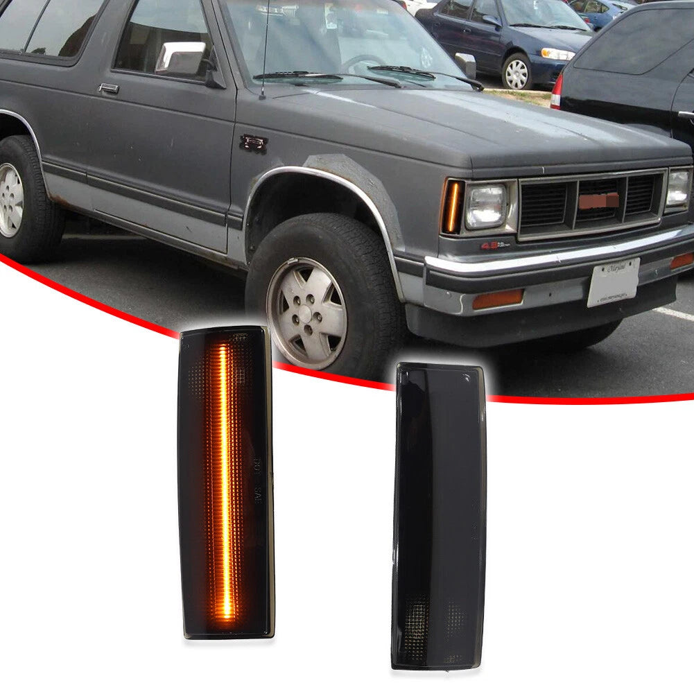 2X Smoked Amber LED Side Marker Lights for Chevy S10 GMC Jimmy (1994–2004)