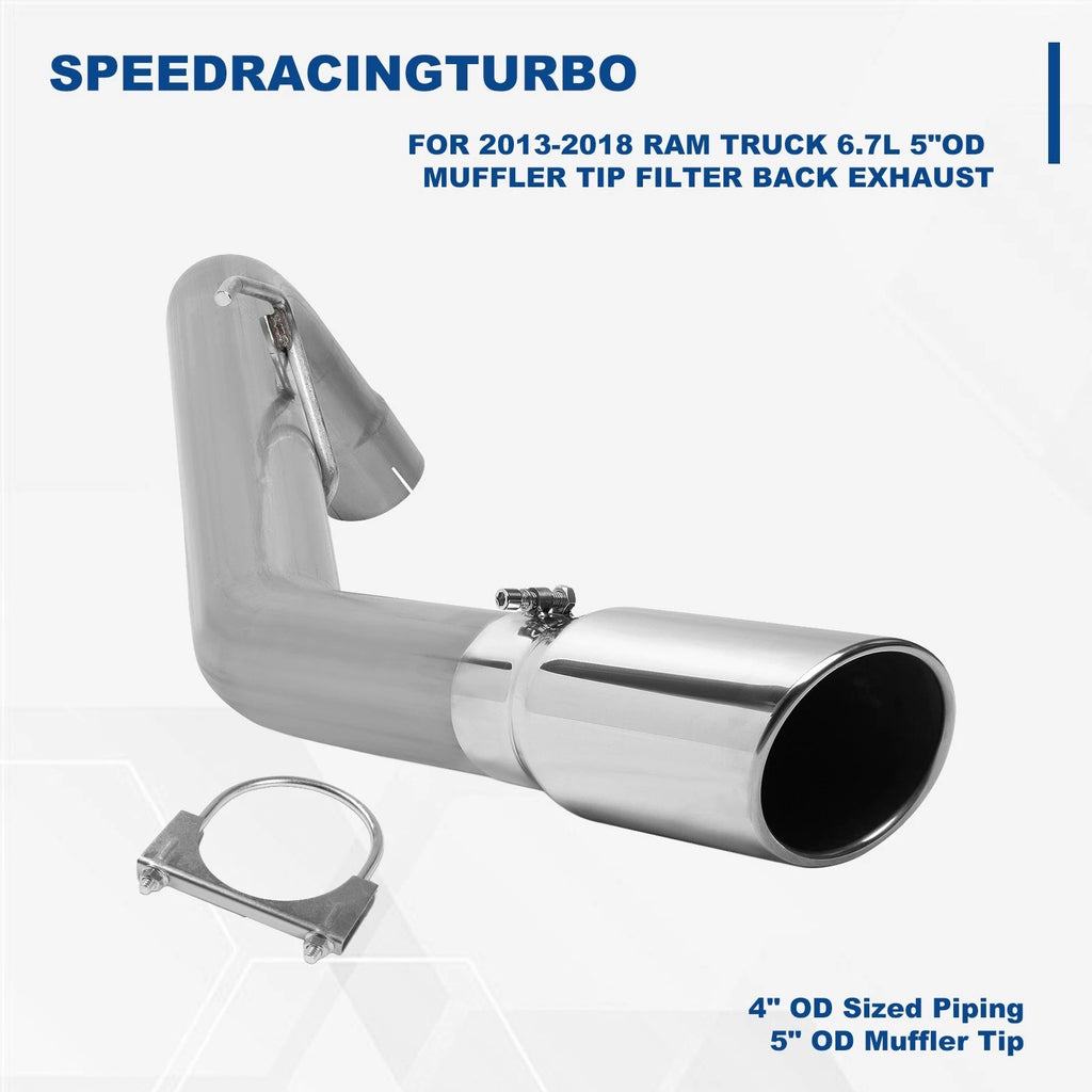 5" OD Muffler Tip Exhaust for Ram 2500 3500 (2013–2018) 6.7L