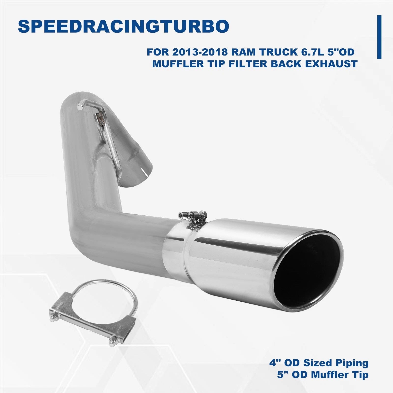 5" OD Muffler Tip Exhaust for Ram 2500 3500 (2013–2018) 6.7L