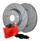 Front Brake Kit with 296mm Drilled Rotors & TRW Pro Ceramic Pads for ES350, Avalon, Camry (2007–2019)