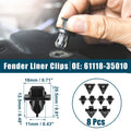 8 Pcs Fender Liner Clips for Toyota FJ (2007–2014) No. 61118-35010 Black