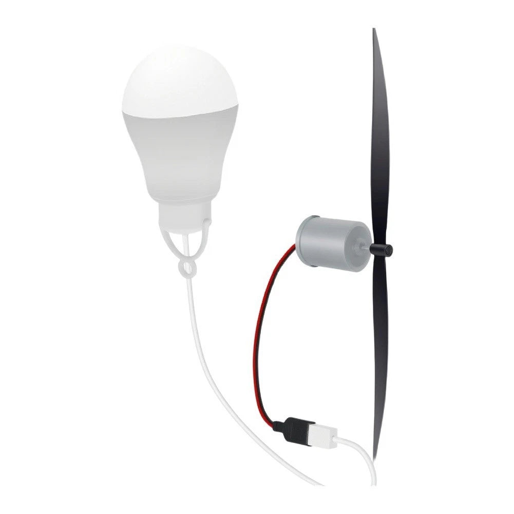 Wind Turbine Generator Fan Motor with LED Bulb (18cm)