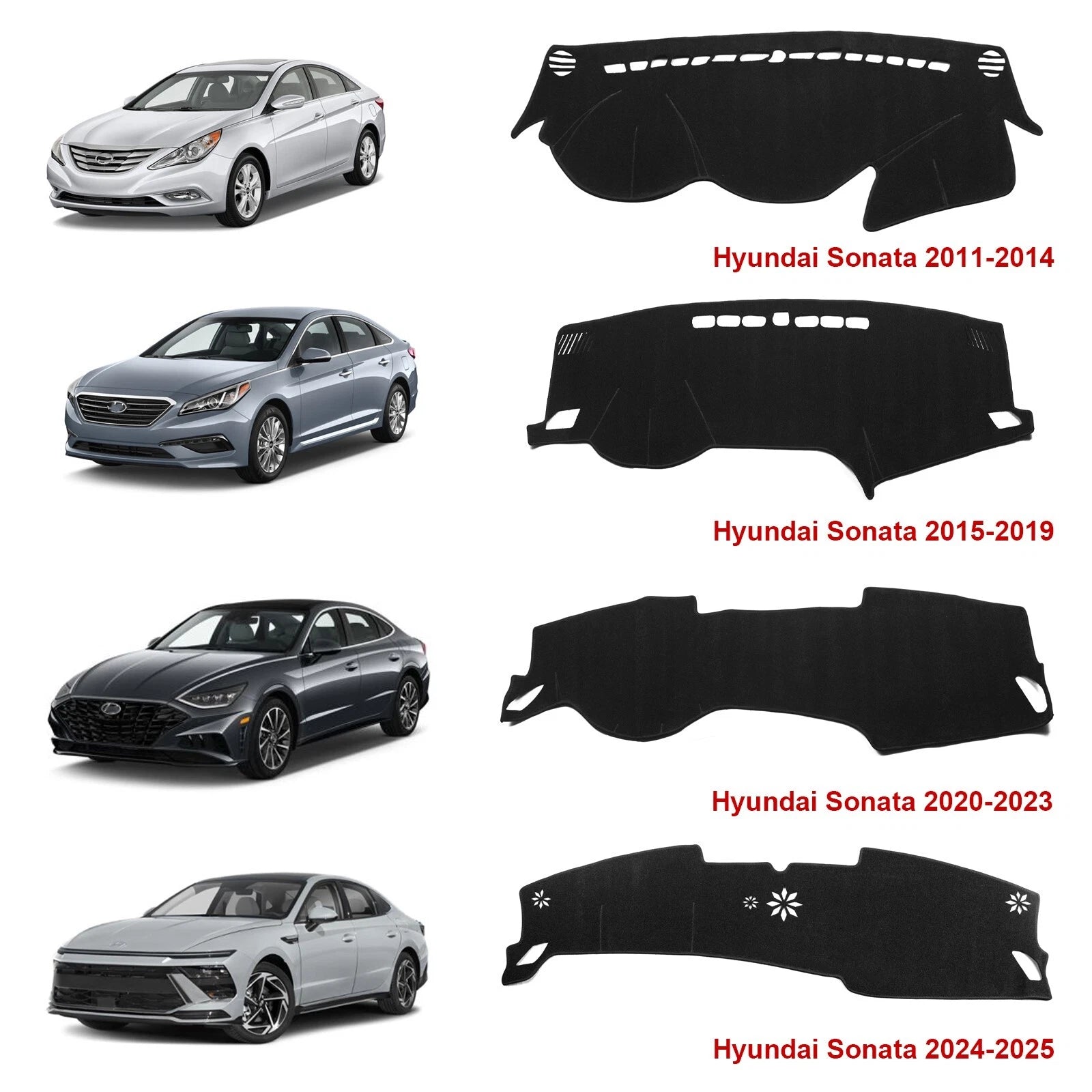 Black Non-Slip DashMat for Hyundai Sonata (2011–2025)
