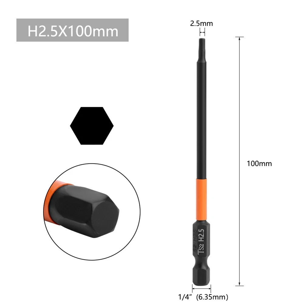 Hex Head Electric Wrench Drill Bit for Metric Screwdrivers (100mm)