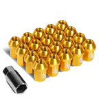 20Pc J2 7075 Forged Aluminum M12X1.5 Close-End Lug Nut Set w/Adapter Gold