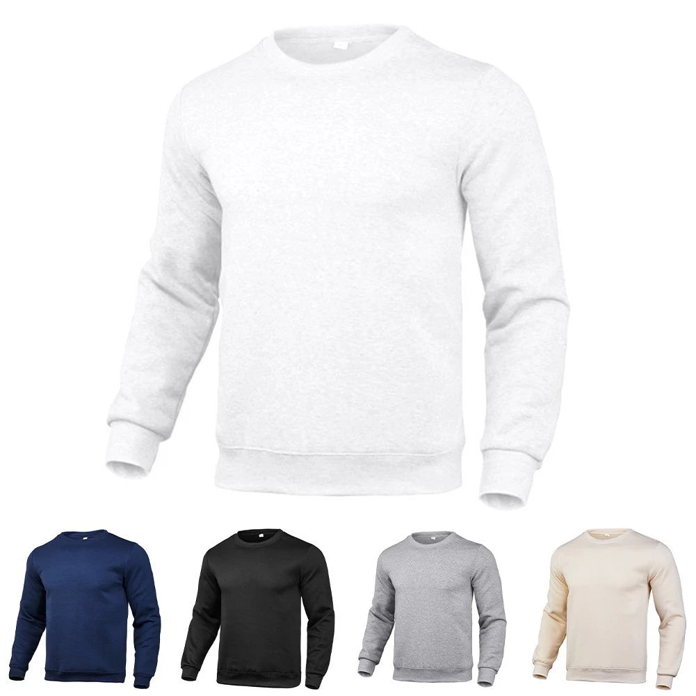 2X Solid Cotton Sweatshirt for Casual Wear (Men's, Long Sleeve, Round Neck)