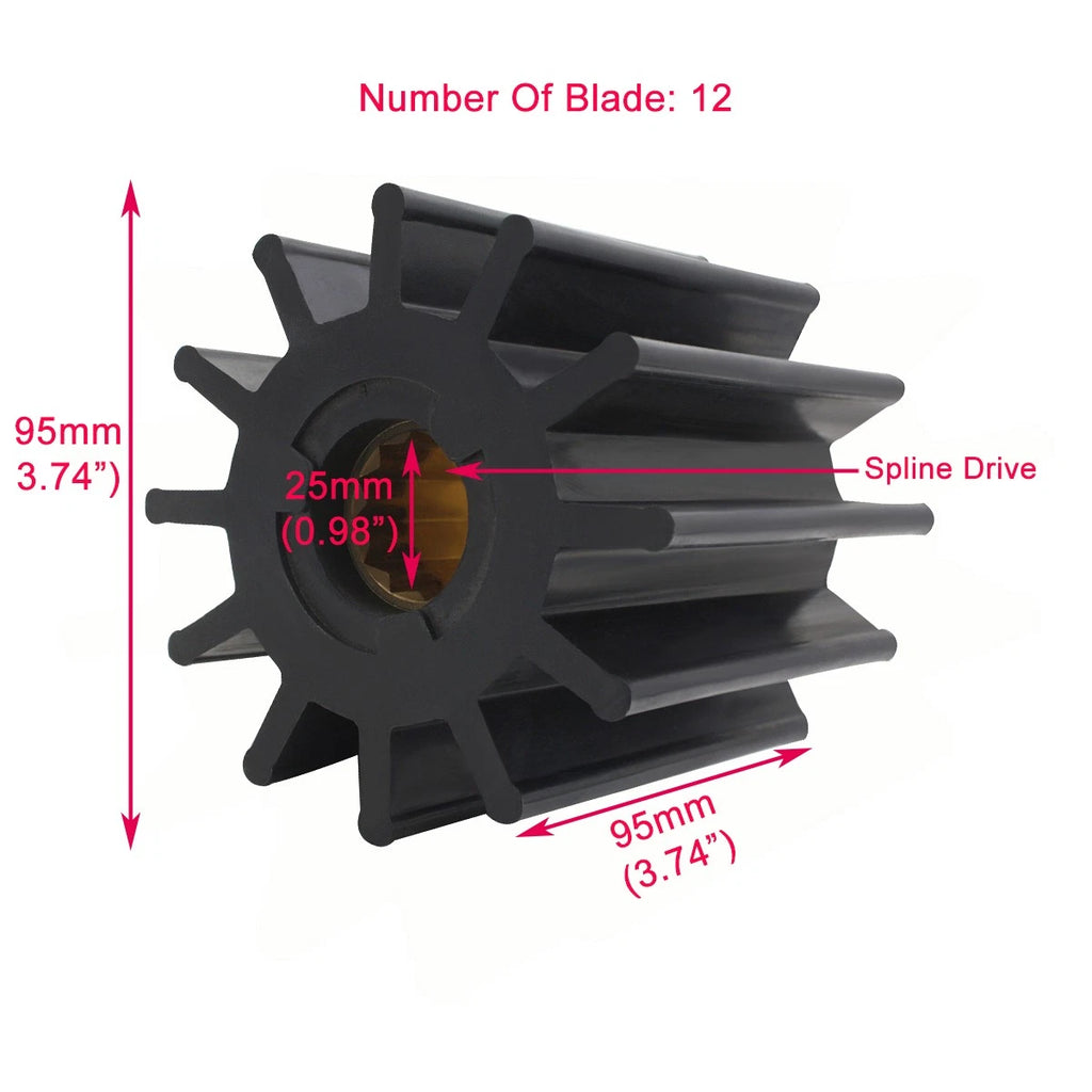 Set of 4 Water Pump Flexible Rubber Impellers for Jabsco (17938-0001)