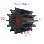 Set of 4 Water Pump Flexible Rubber Impellers for Jabsco (17938-0001)