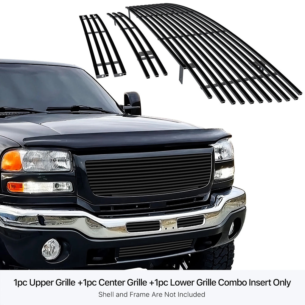 Stainless Black Billet Grille Combo for GMC Sierra 1500/2500HD/3500 (2003-2006)