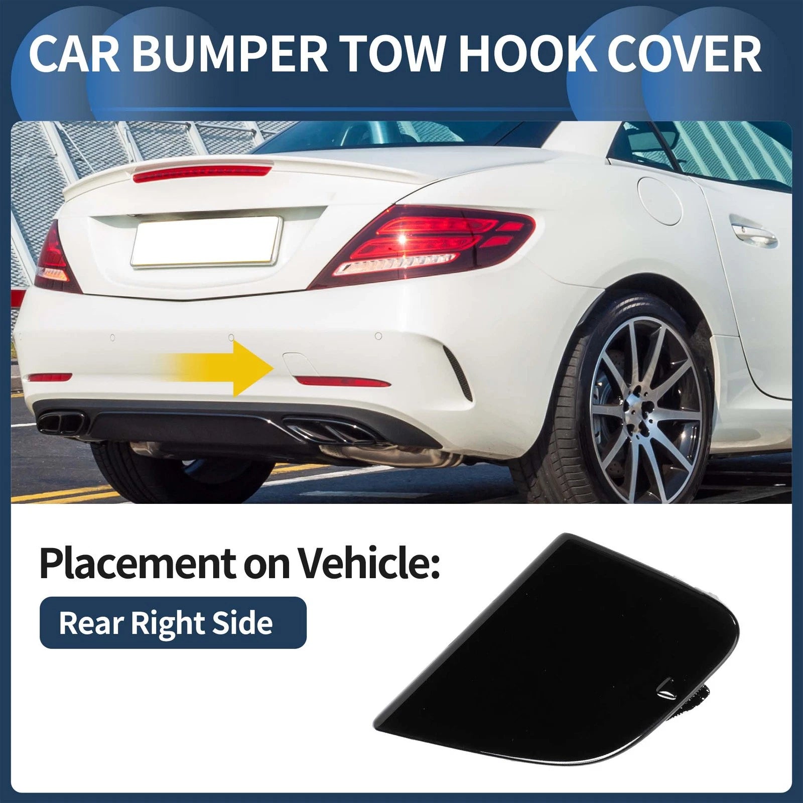 Rear Bumper Tow Hook Cover for Mercedes-Benz W172 R172 (2012–2019) No.A1728853723 Black