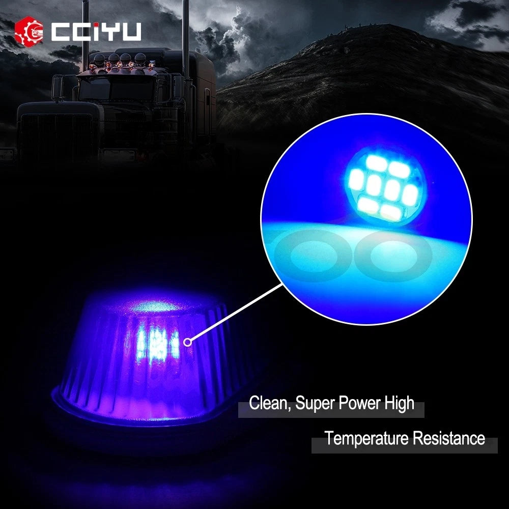 5PCS Smoke Lens Roof Cab Marker Light T10-8-3020-SMD Blue LED Bulbs for Ford