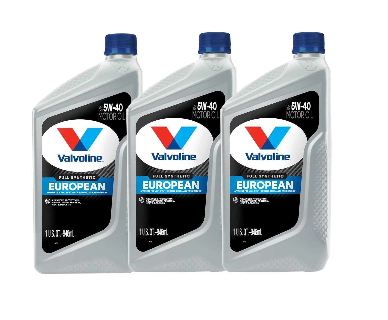 3X 1 Quart Full Synthetic SAE 5W-40 Motor Oil for European Vehicles