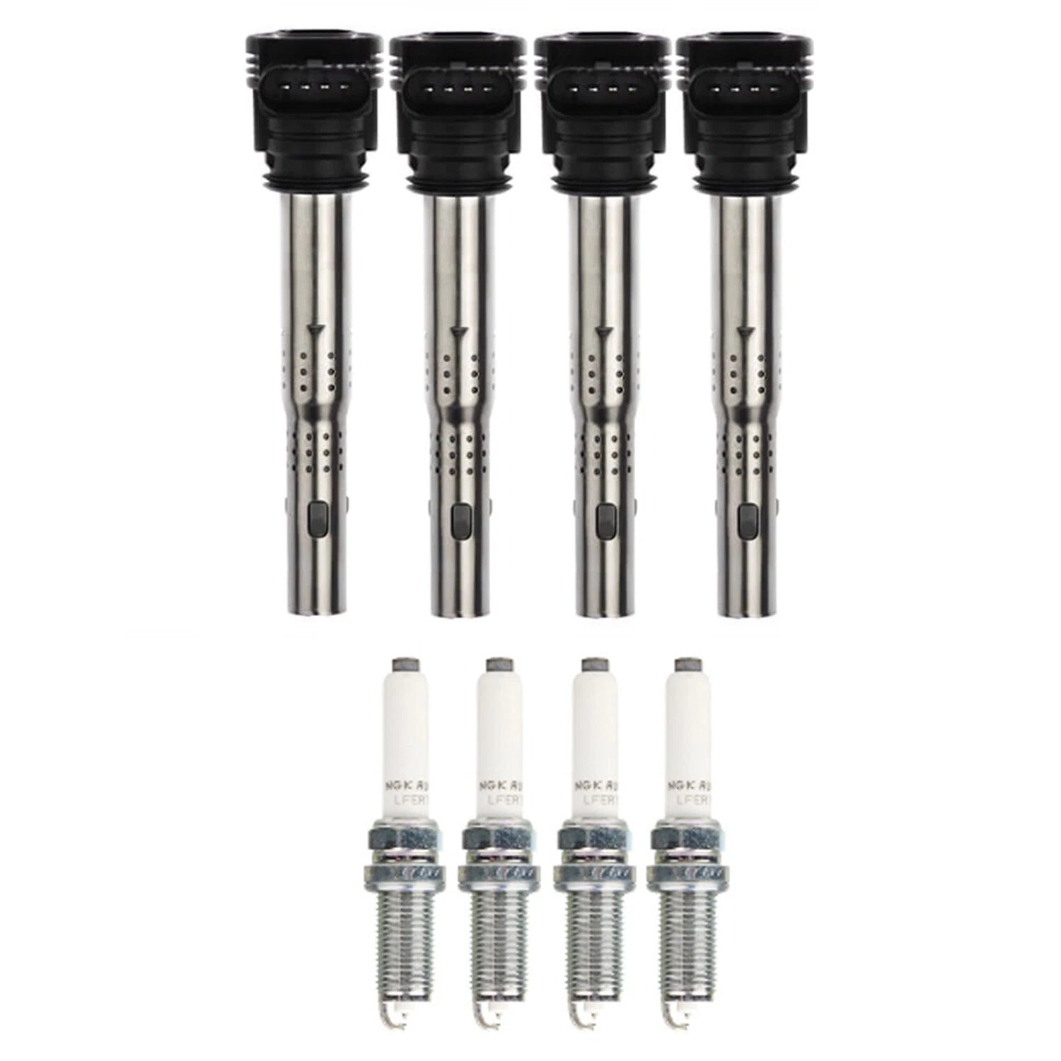 NGK 4 MOD Ignition Coils & RutheniumHX Spark Plugs Kit for Audi allroad (2001–2023)