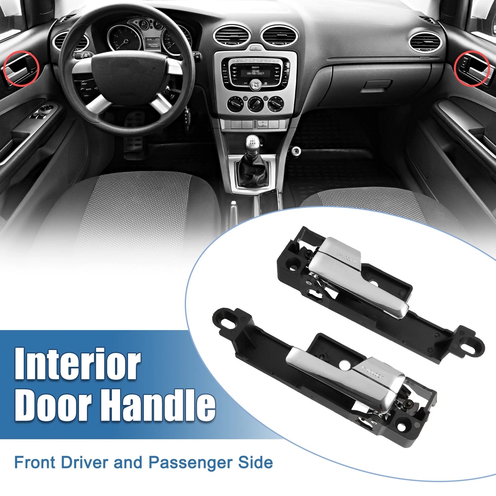 1 Pair Interior Door Handle for Ford Fusion (2006–2012) 6E5Z5422600-AA
