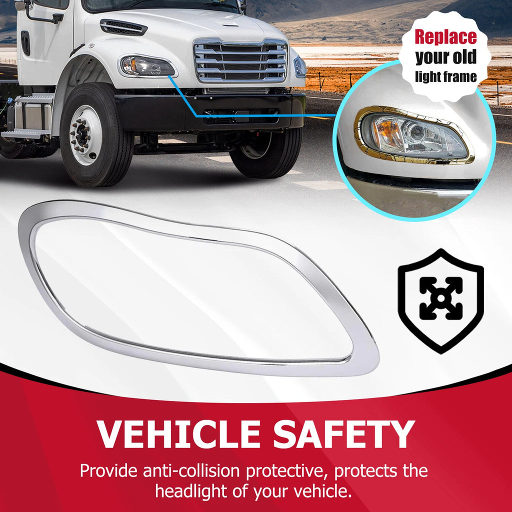 Chrome Headlight Bezels Trims for Freightliner M2 100 106 112 (2002–2018)
