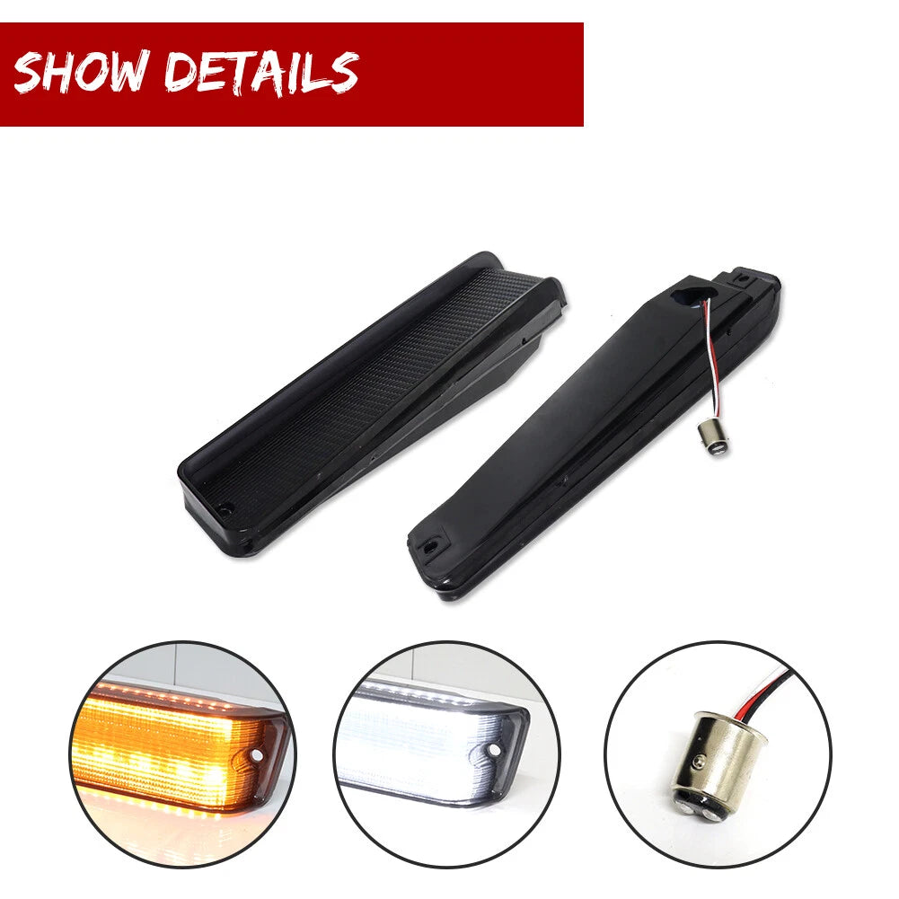 2X Smoke Switchback LED DRL Signal Lights for Ford F-150, Bronco (1973–1979)