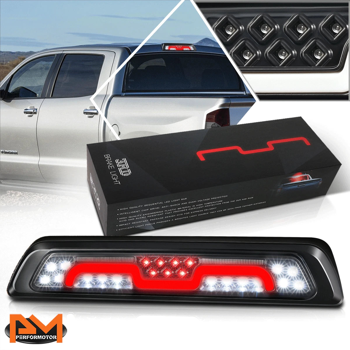 Sequential 3D LED Clear Lens 3rd Tail Brake Light for Tundra (2007–2020)
