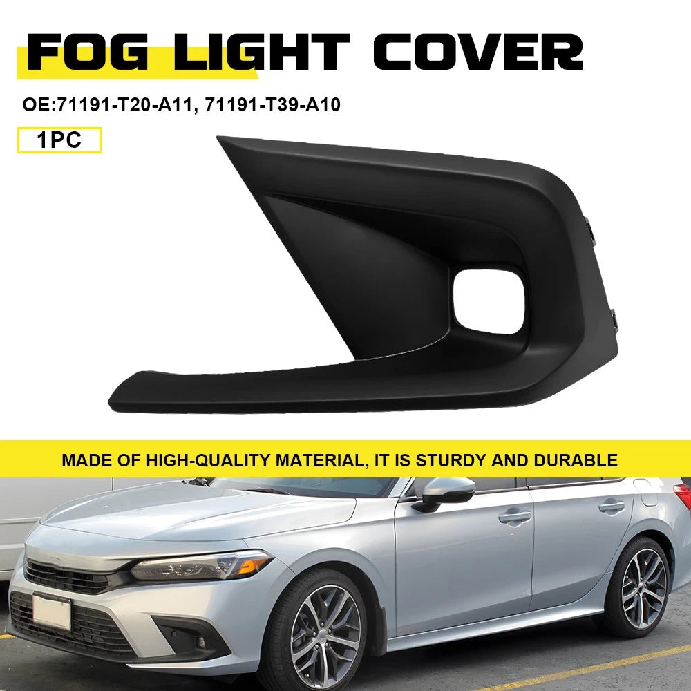 Front Bumper Fog Light Cover for Honda Civic (2022–2024) Driver Side Black