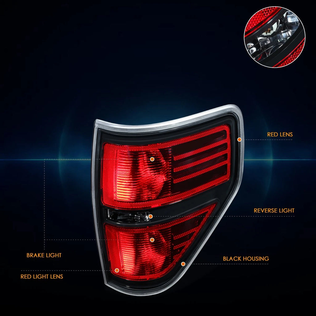 Pair Red Lens Tail Brake Light Stop Lamp for Ford F-150 (2009–2014)