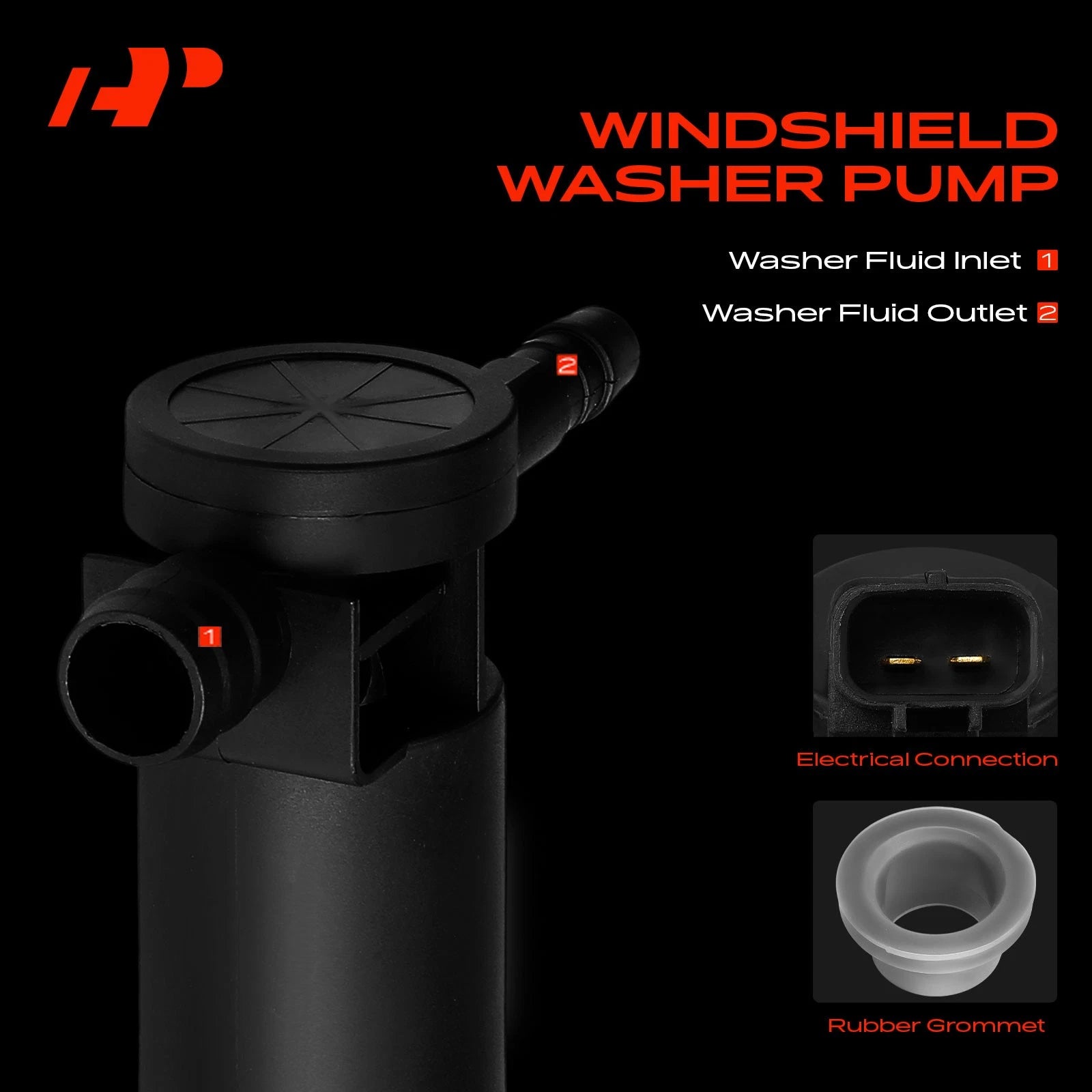 Windshield Washer Pump with Rubber Grommet for Toyota RAV4 Sequoia (2006-2008)