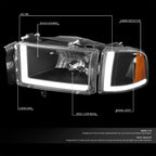 LED DRL Headlight Lamps for Dodge Ram 1500 2500 3500 (1994–2002)