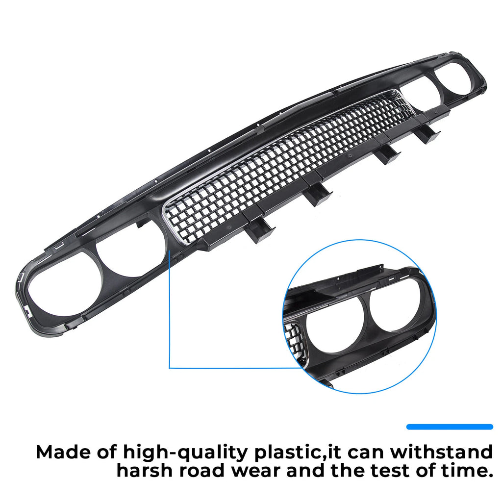 Front Bumper Grille for Dodge Challenger (2008–2014) Black with Chrome Trim