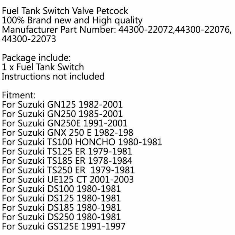 Gas Tank Fuel Switch Valve Pump Petcock for Suzuki GN250 TS100 DS100 DS250 (–)