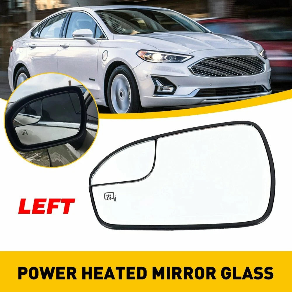 Left Driver Side View Power Mirror Glass for Ford Fusion (2013–2020)