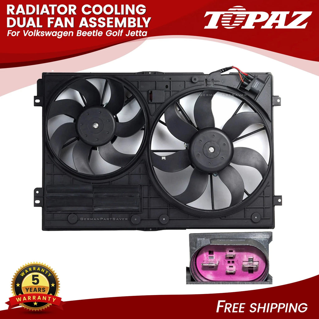 Radiator Cooling Fan Assembly for VW Golf Jetta CC Eos Passat Tiguan (2006–2018)