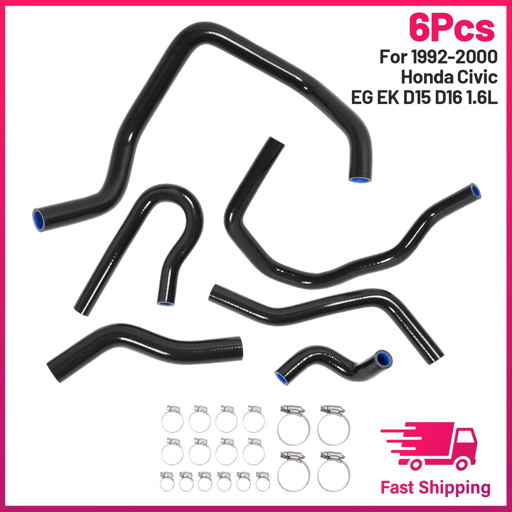 Black Silicone Radiator Hose Kit for Honda Civic (1992–2000) D15 D16 EK EG