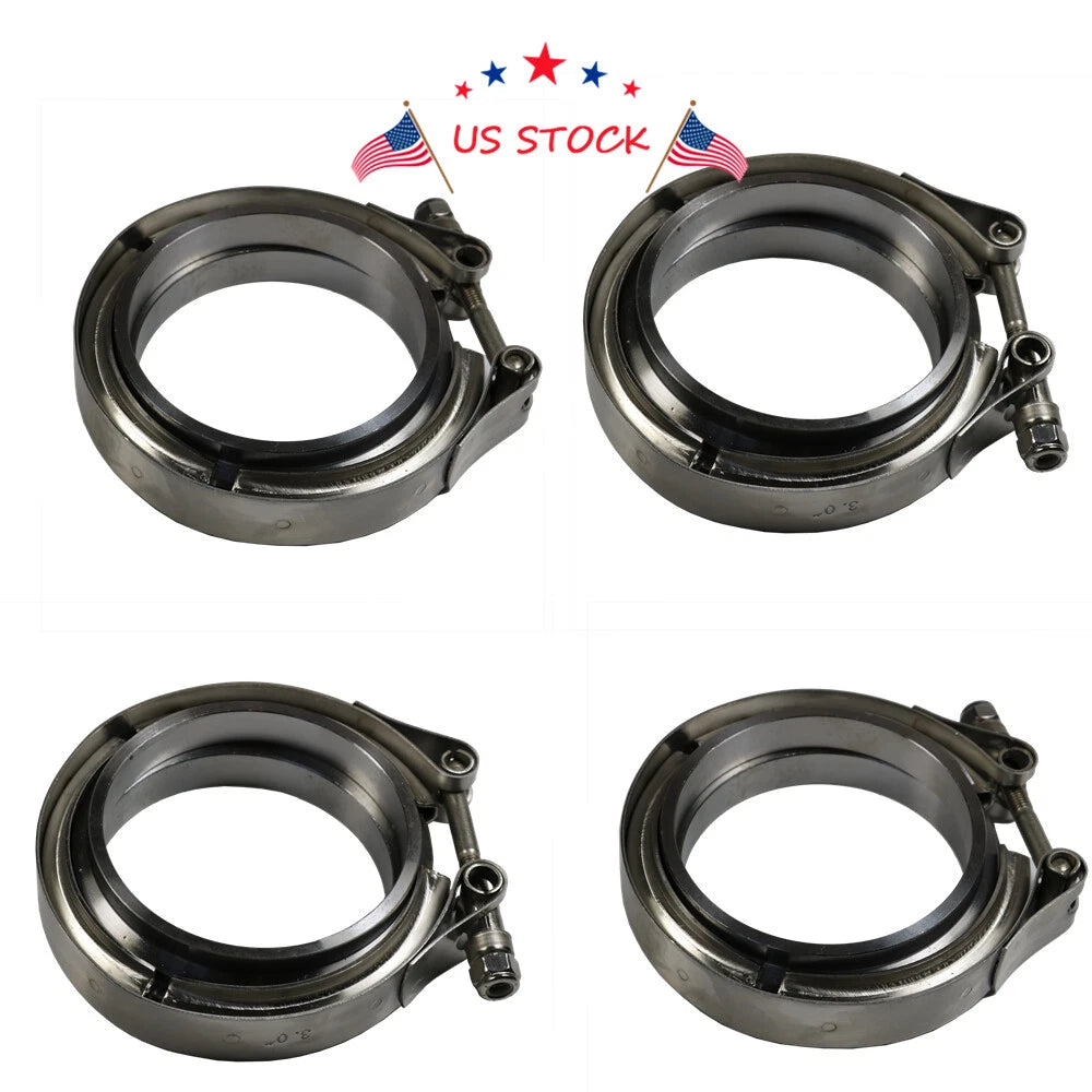 Set of 4 V-Band Flange Clamps for Exhaust Downpipe (Universal)