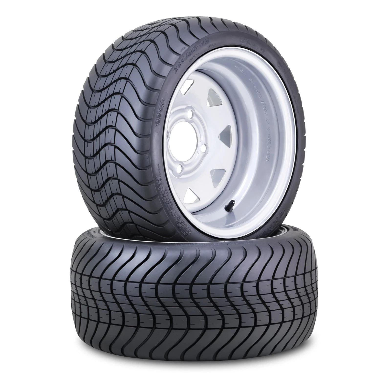 2 WANDA Golf Cart Tire Assembly 215/35-12 w/4x4" PCD ET-25.4 Silver Wheel