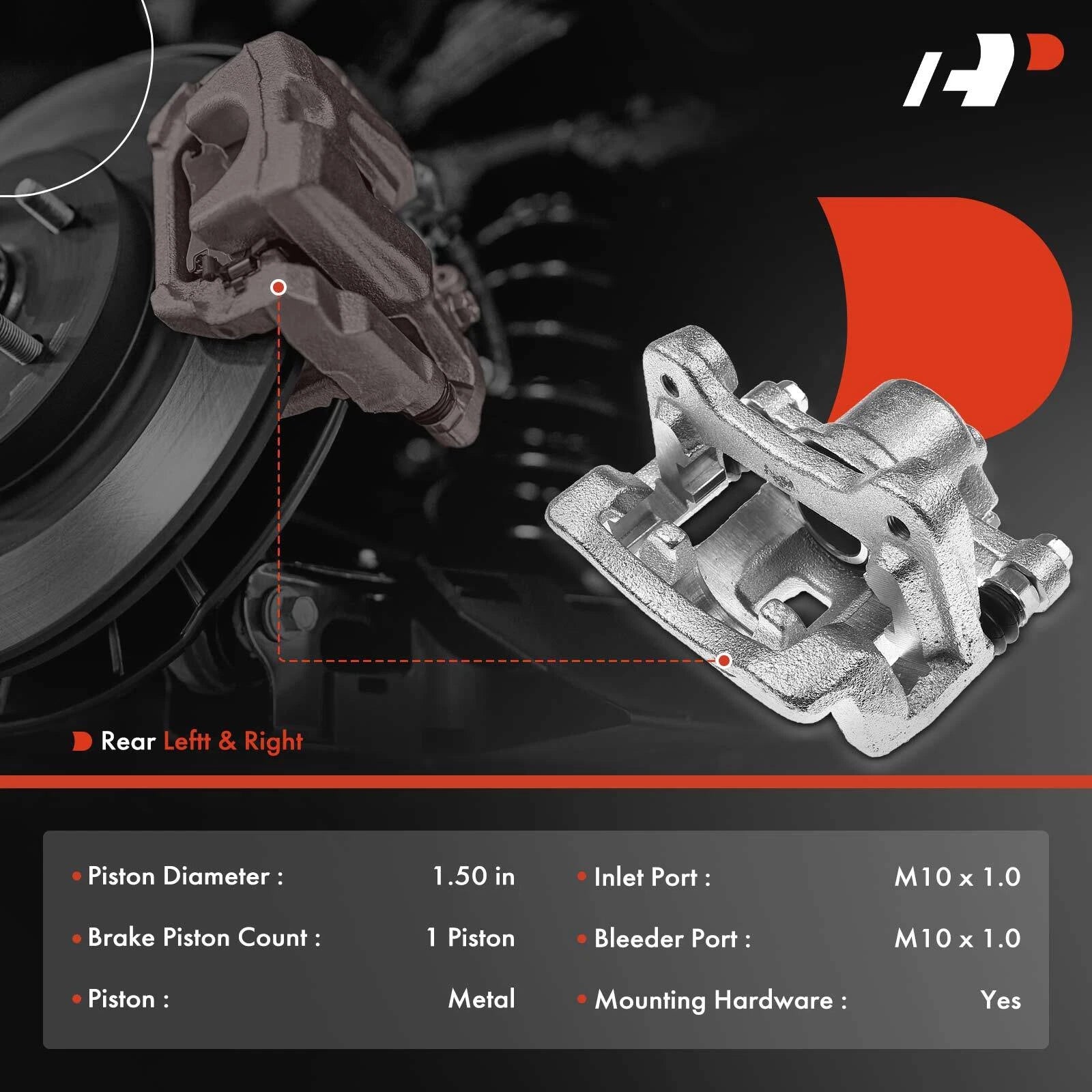 Pair Rear Brake Calipers with Bracket for Kia Optima (2012-2017)