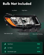Right Passenger Side Headlight for Jeep Compass (2017–2021) - Black