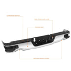 Rear Step Bumper for Dodge Ram 1500/Classic (2009–2023) Chrome, Dual Exhaust Holes