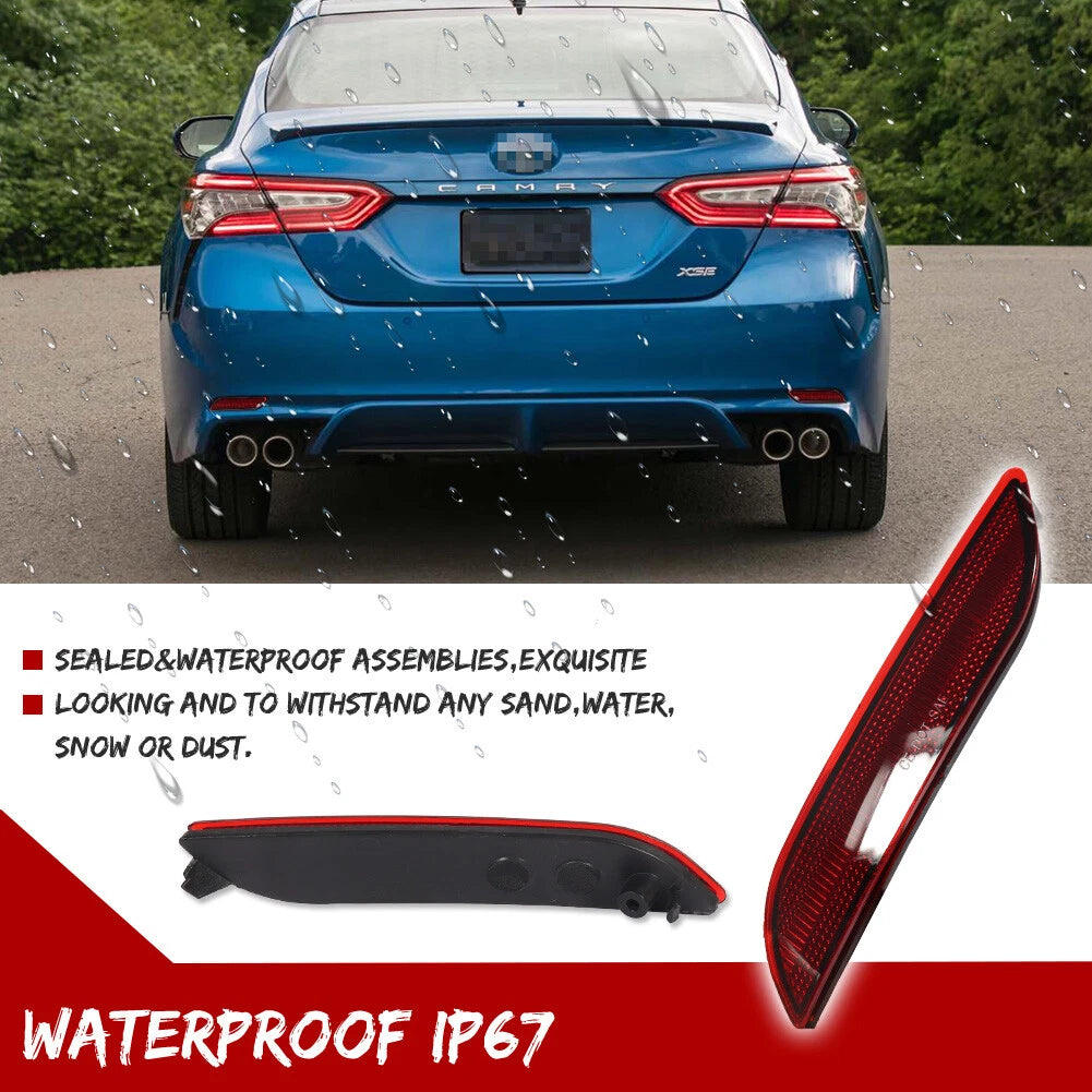 2X Red Lens Rear Bumper Bar Reflector Lights for Toyota Camry (2018–2023)