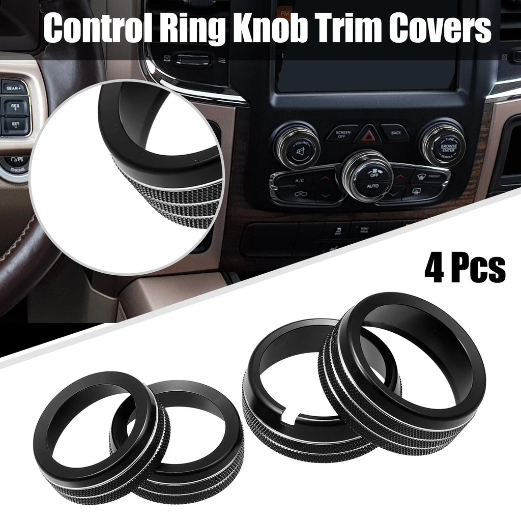 Set of 4 AC Switch Knob Cover Ring Trim for Dodge Ram 1500 