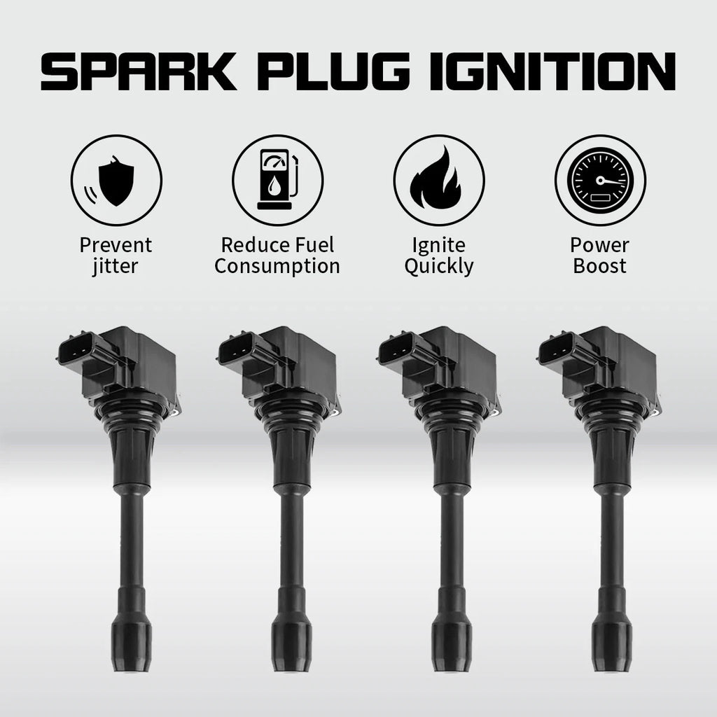 Set of 4 Ignition Coils for Nissan Altima Rogue Sentra Versa Cube (2007–2019) UF549 22448-JA00C