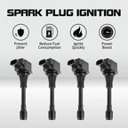 Set of 4 Ignition Coils for Nissan Altima Rogue Sentra Versa Cube (2007–2019) UF549 22448-JA00C