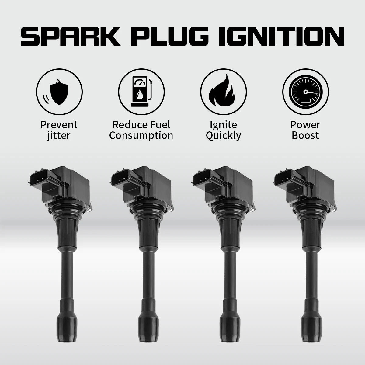 Set of 4 Ignition Coils for Nissan Altima Rogue Sentra Versa Cube (2007–2019) UF549 22448-JA00C