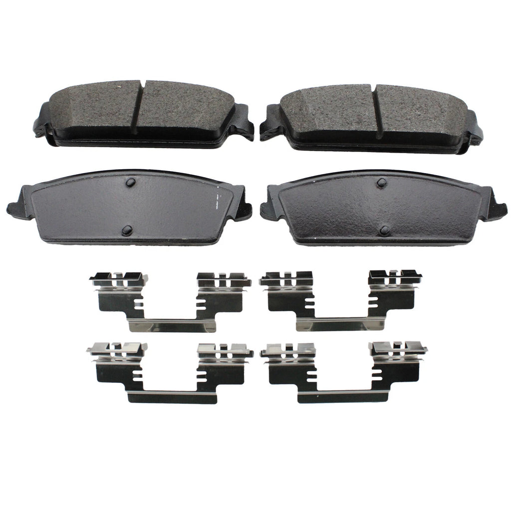 Set of 4 TRW Pro Rear Metallic Slotted Brake Pads w/ Clips for Cadillac Chevrolet GMC