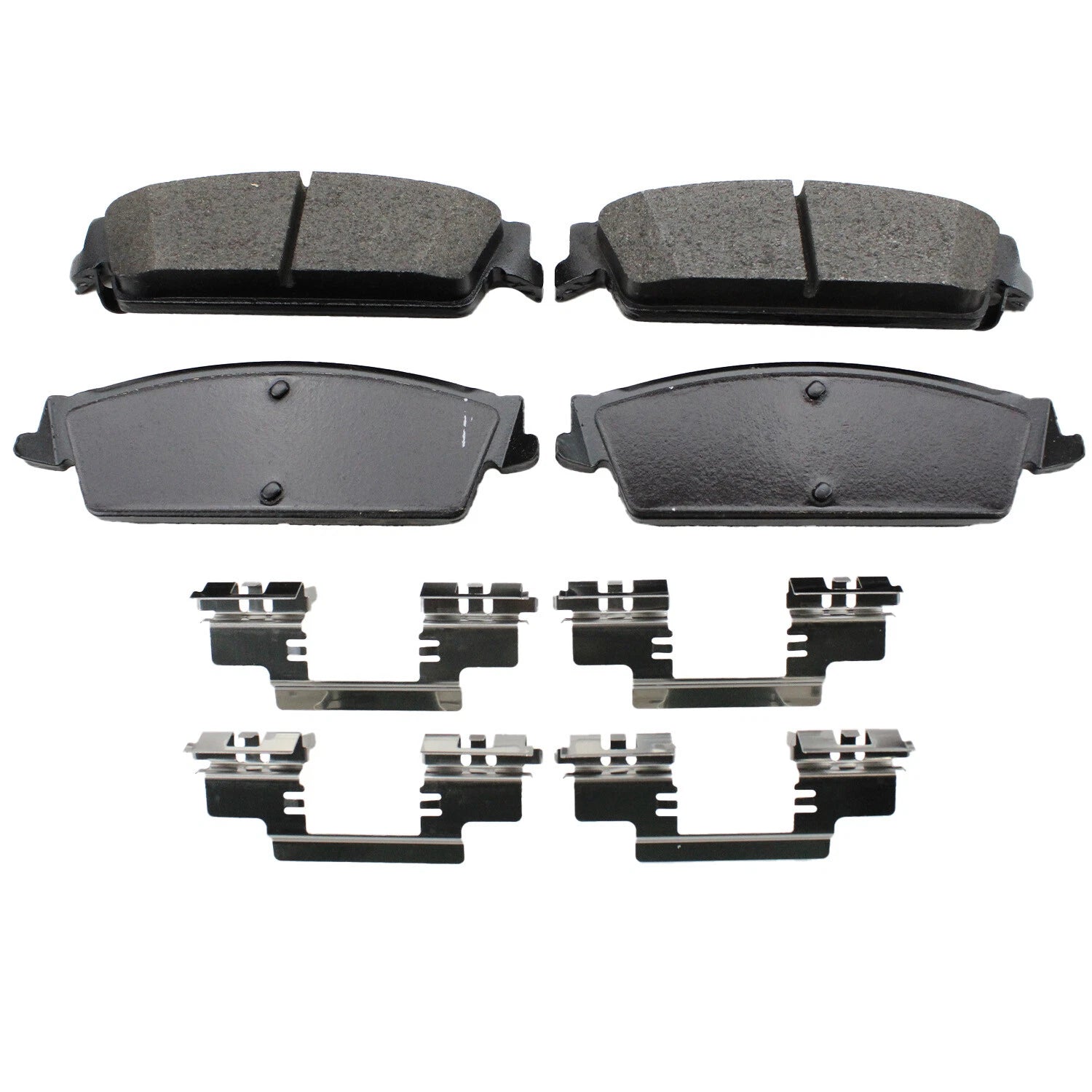Set of 4 TRW Pro Rear Metallic Slotted Brake Pads w/ Clips for Cadillac Chevrolet GMC