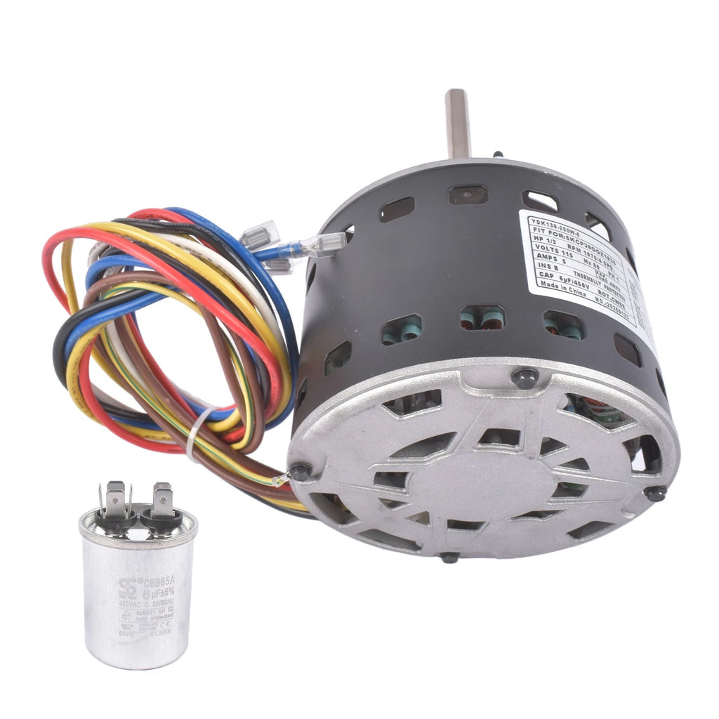 Condenser Fan Motor 115V 5.2A w/ 5 MFD Capacitor for Central AC Systems (1075 RPM)
