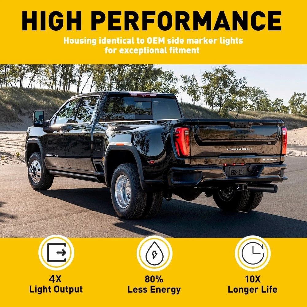 Smoke LED Side Marker Signal Light for GMC Sierra 2500 3500HD (2020–2024)