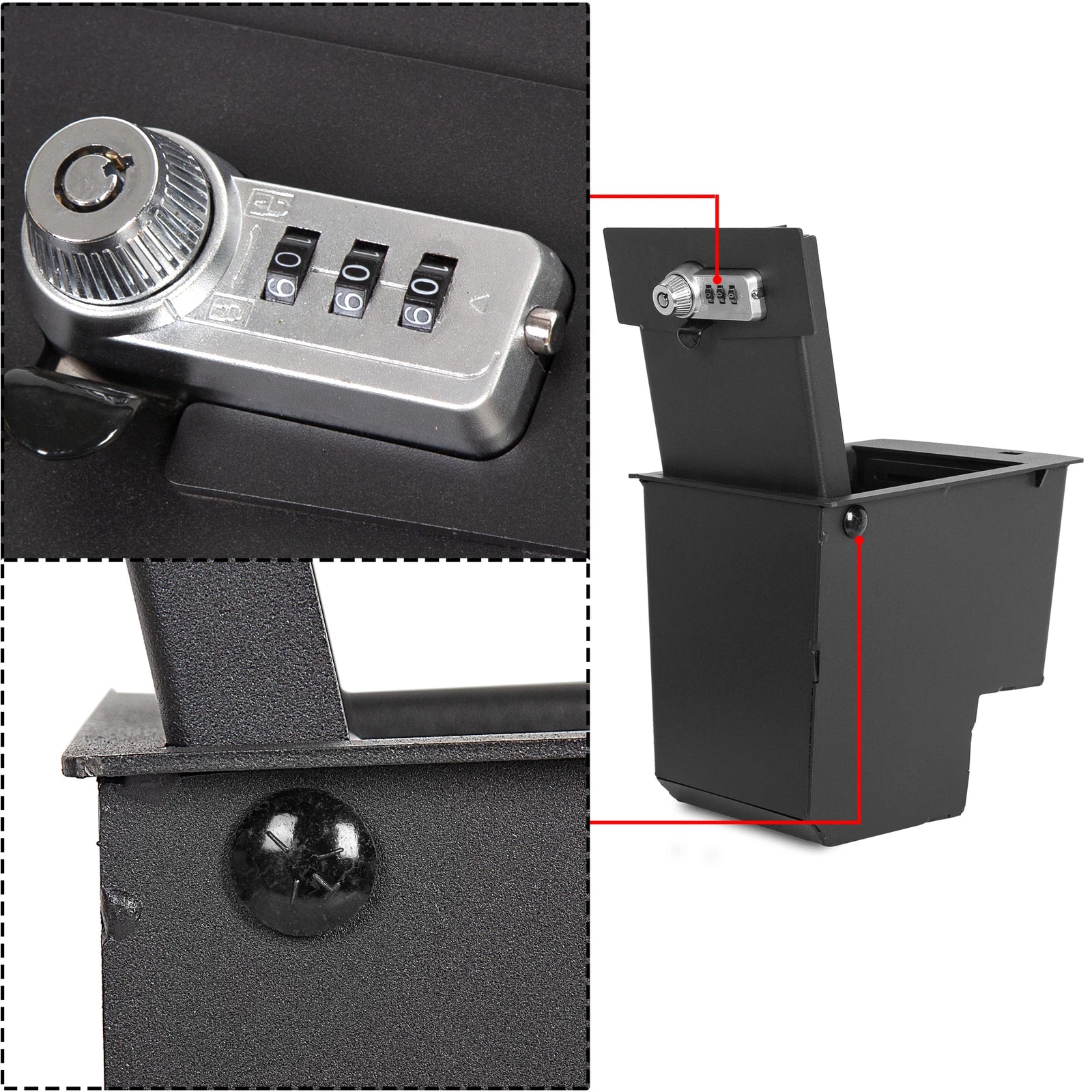 Center Console Safe for Toyota 4Runner (2014–2024) - Gun Storage, 3 Digit Combo