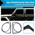 2X Front Door Weatherstrip Gasket Seal for Jeep Wrangler JK (2007–2018)