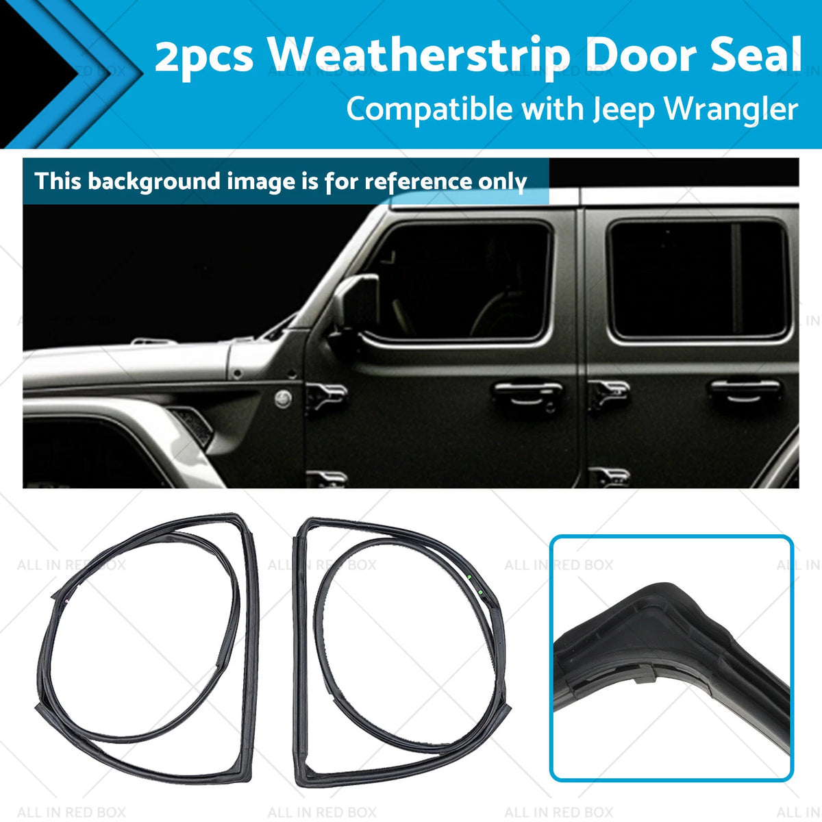2X Front Door Weatherstrip Gasket Seal for Jeep Wrangler JK (2007–2018)