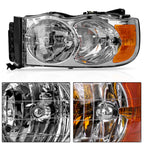 Chrome Housing Amber Corner Headlights for Dodge Ram 1500 2500 3500 (2002–2005)