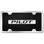 Chrome on Black Acrylic License Plate Kit - Officially Licensed for Honda Pilot